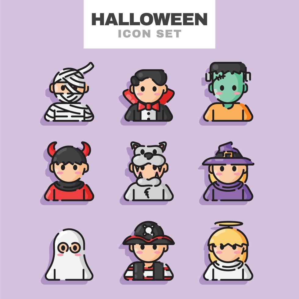 jeu d'icônes de costume d'halloween vecteur