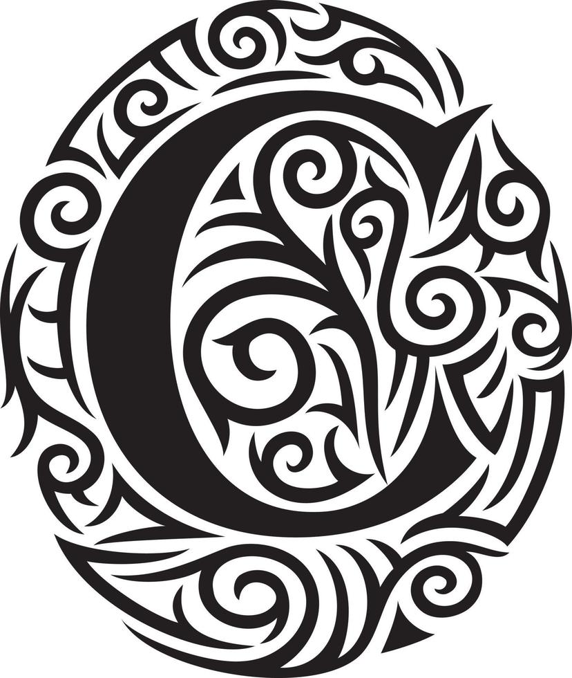 conception tribale de tatouage de lettre c vecteur