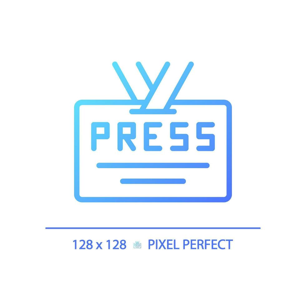 2d pixel parfait pente presse id carte icône, isolé vecteur, mince ligne bleu illustration représentant journalisme. vecteur