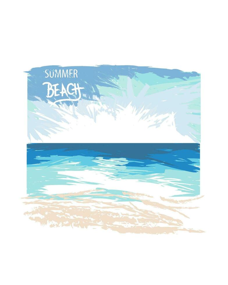 été plage slogan impression t-shirt.créatif dessin Facile aquarelle.paysage marin minimal mer vague belles.vacances vacances pour carte et bannière affiche la toile. graphique Voyage esquisser background.vector eps10 vecteur