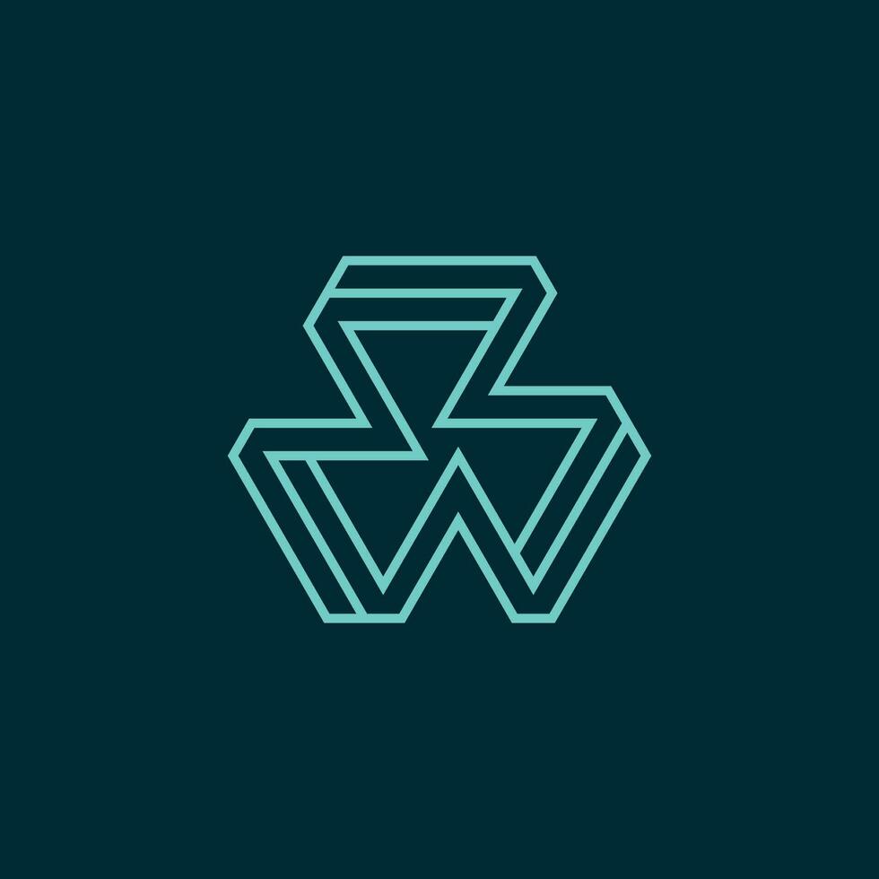 tripler lettre m hexagonal logo. vecteur