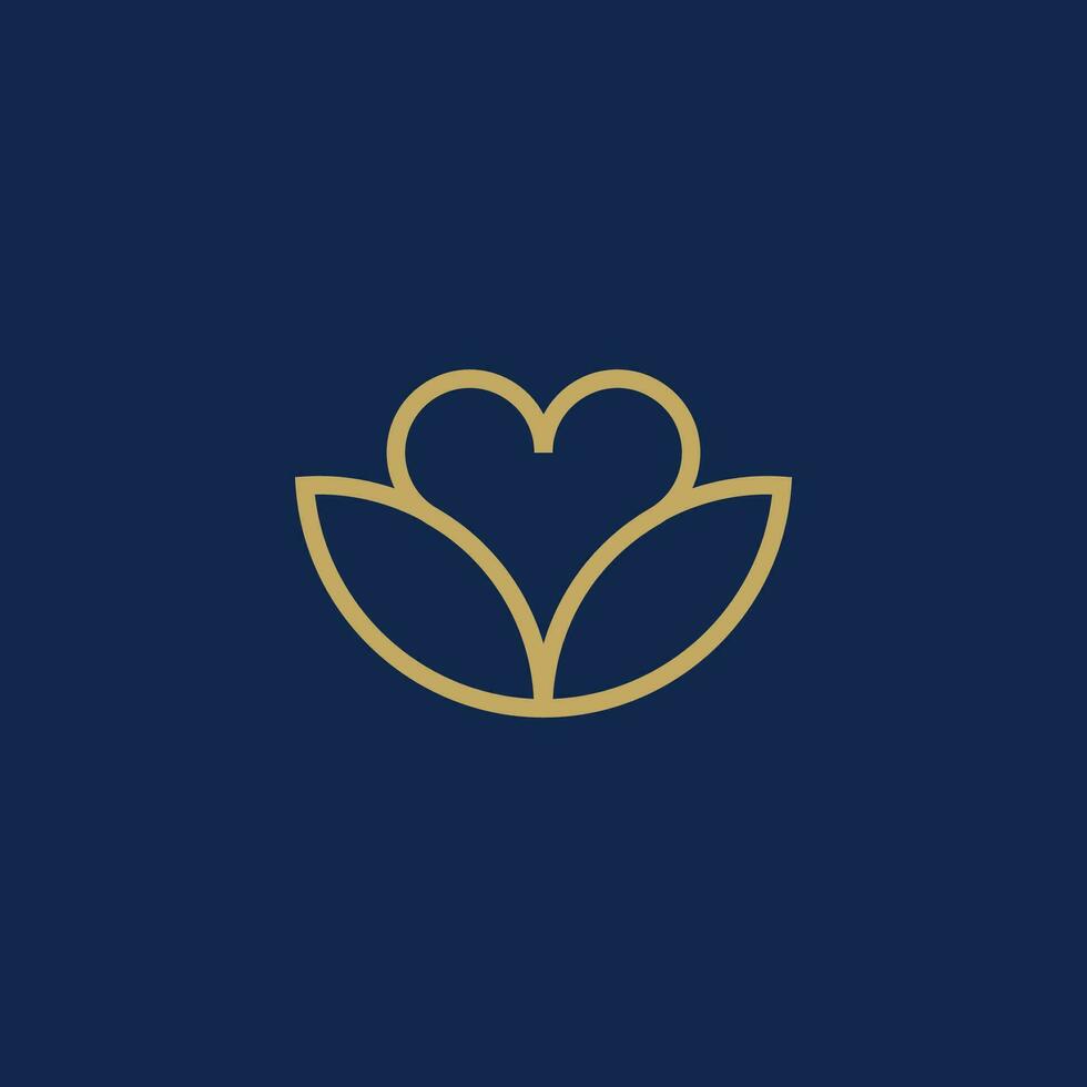 élégant cœur fleur feuille logo vecteur