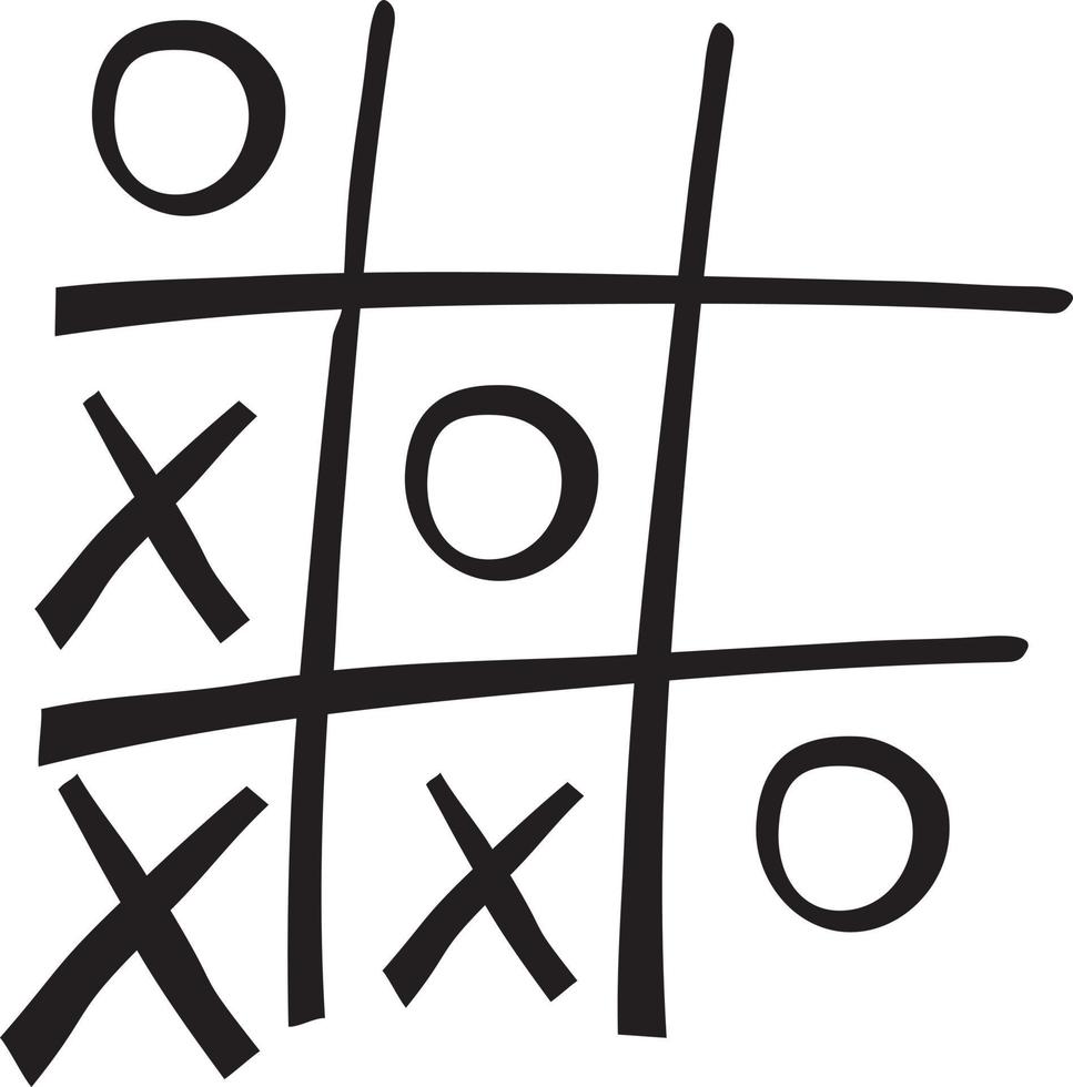 jeu de tic tac toe dessiné à la main vecteur