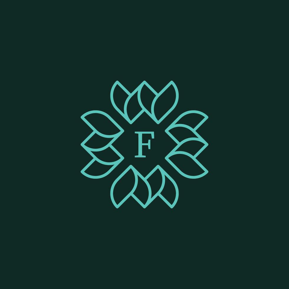 initiale lettre F floral ornemental frontière Cadre logo vecteur