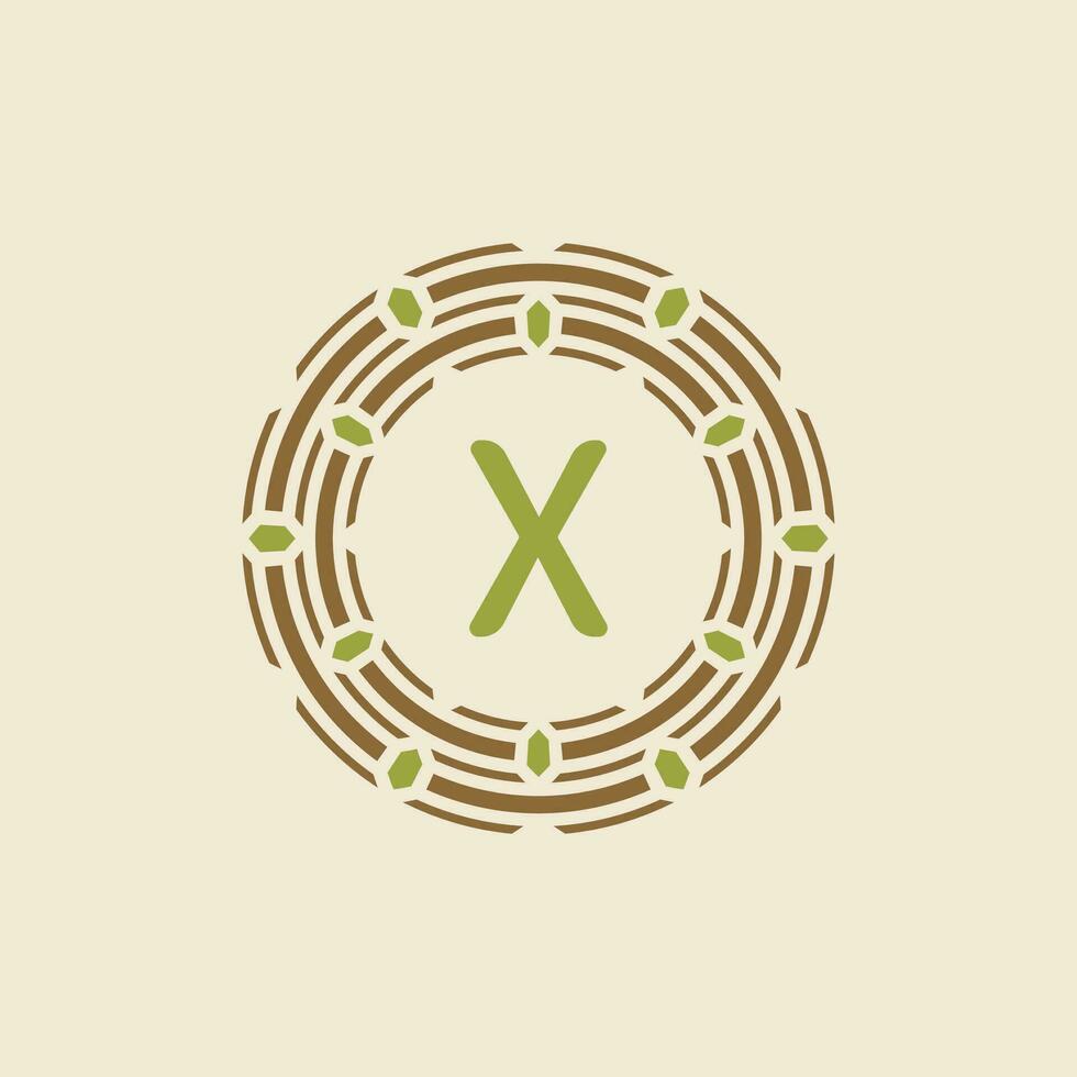 initiale lettre X ornemental frontière cercle Cadre logo vecteur