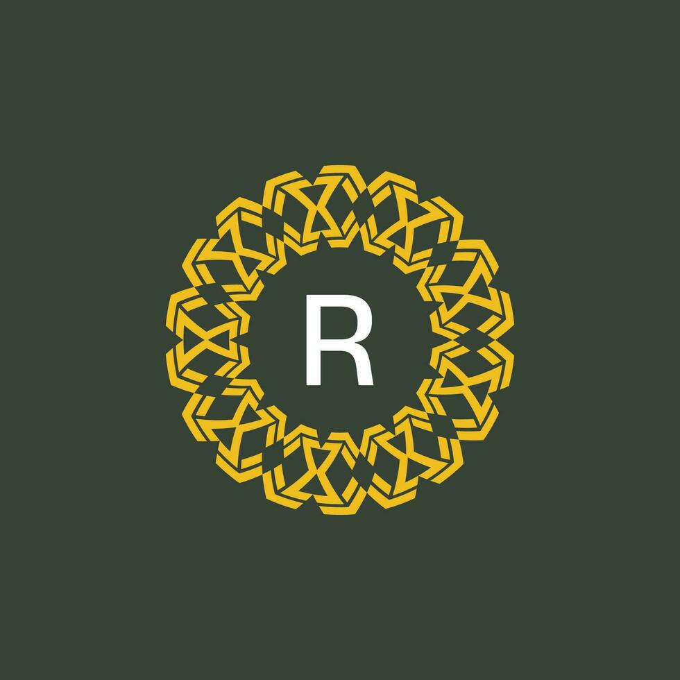 lettre r médaillon emblème initiale cercle badge logo vecteur