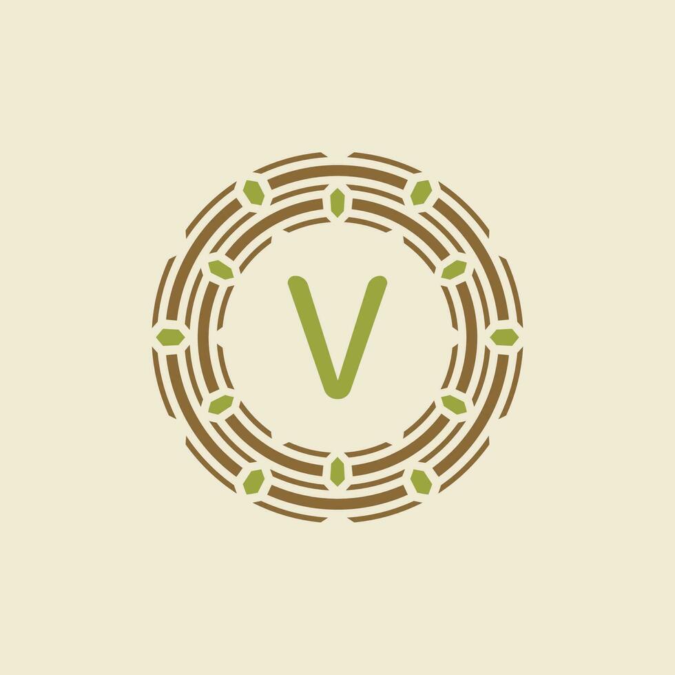 initiale lettre v ornemental frontière cercle Cadre logo vecteur