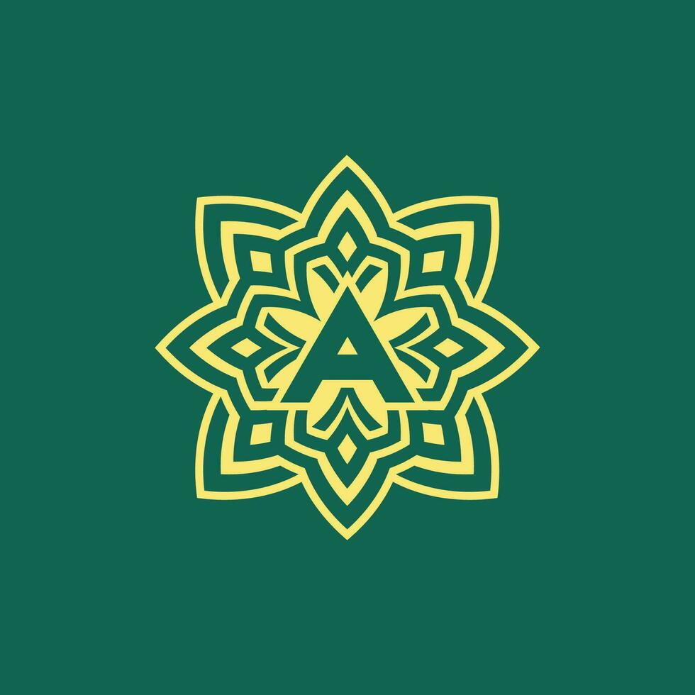 Jaune vert moderne et élégant initiale lettre une symétrique floral esthétique logo vecteur