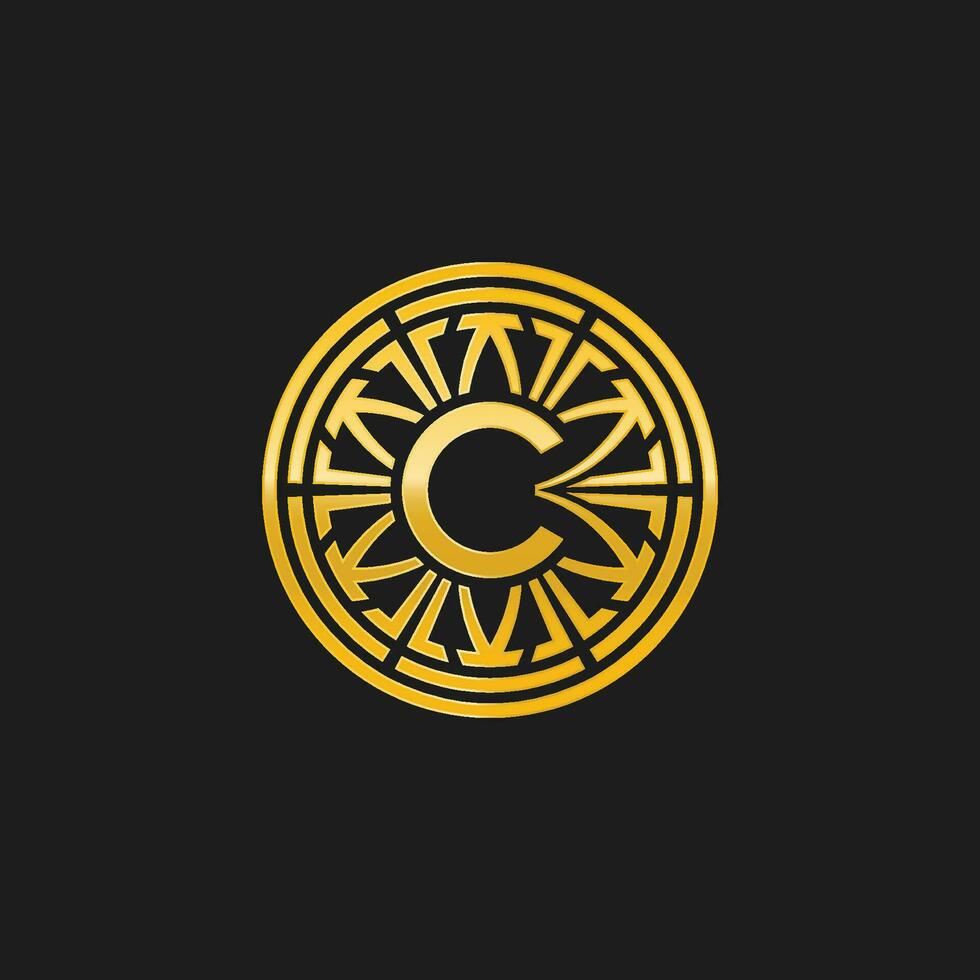 lettre c médaillon emblème initiale cercle badge logo vecteur