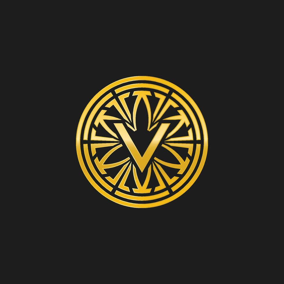 lettre v médaillon emblème initiale cercle badge logo vecteur