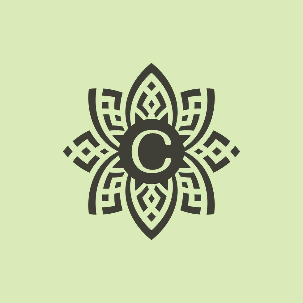 initiale lettre c floral ornemental frontière Cadre logo vecteur