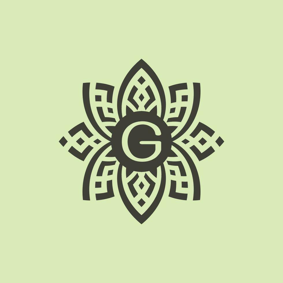 initiale lettre g floral ornemental frontière Cadre logo vecteur