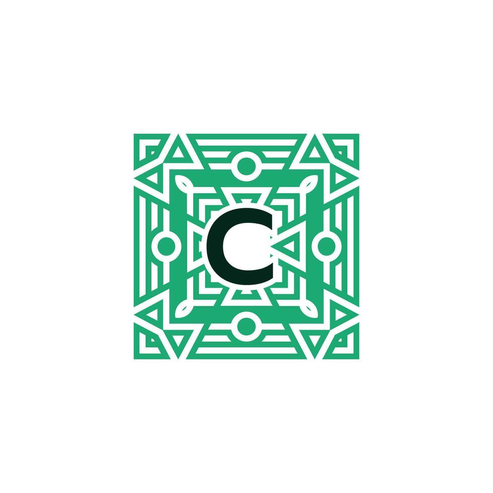 initiale lettre c ornemental carré modèle Cadre logo vecteur