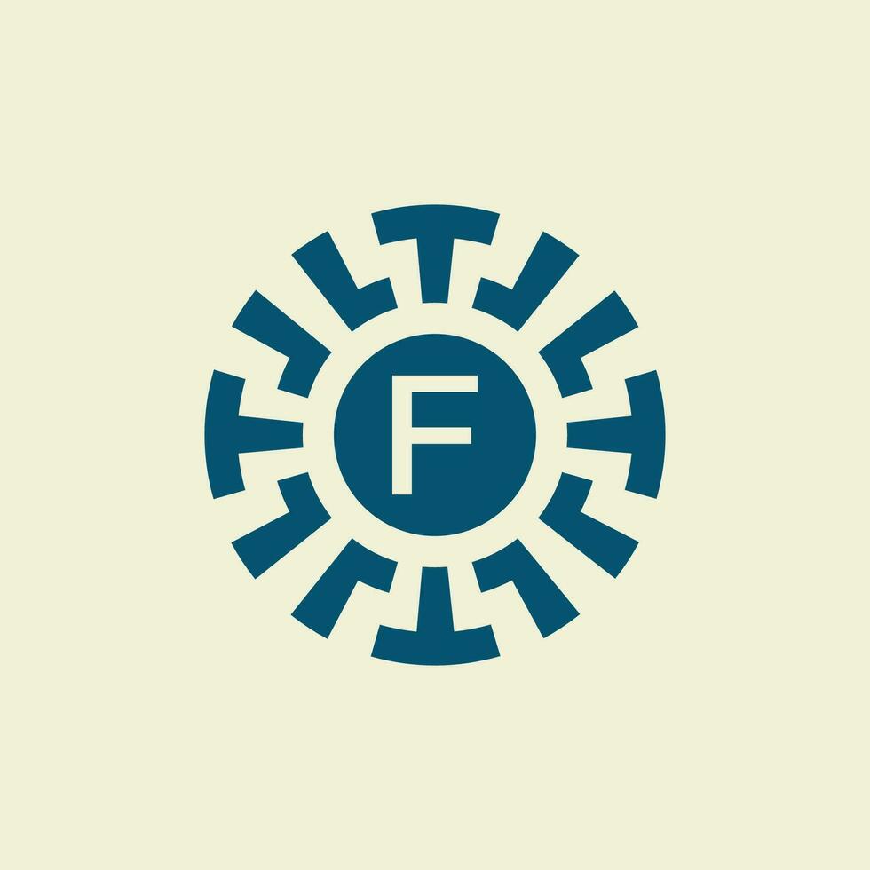 initiale lettre F ornemental cercle emblème unique modèle vecteur