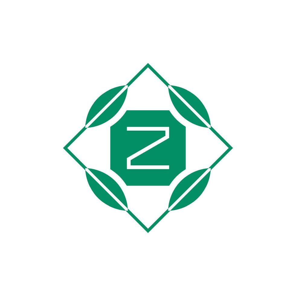initiale lettre z la nature feuille emblème logo vecteur