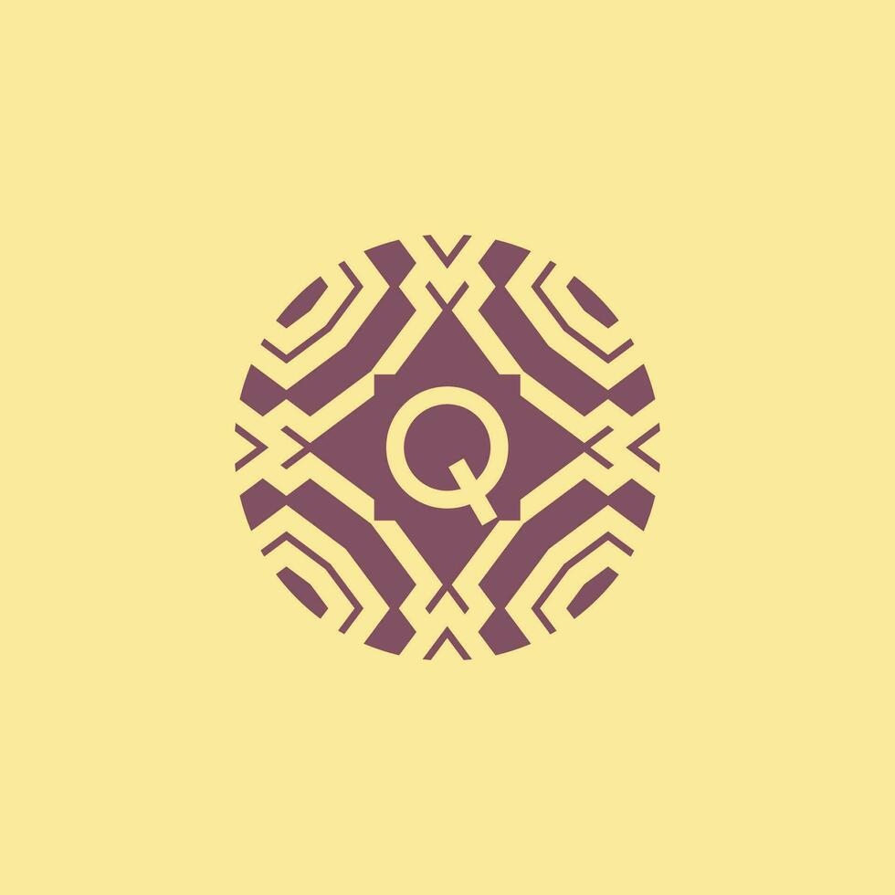 initiale lettre q cercle Cadre unique tribu modèle logo vecteur