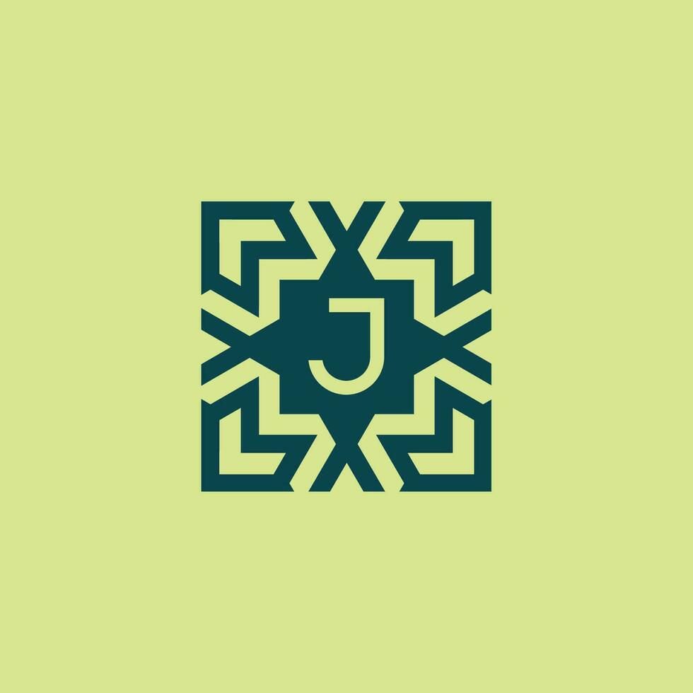 initiale lettre j carré abstrait modèle logo vecteur