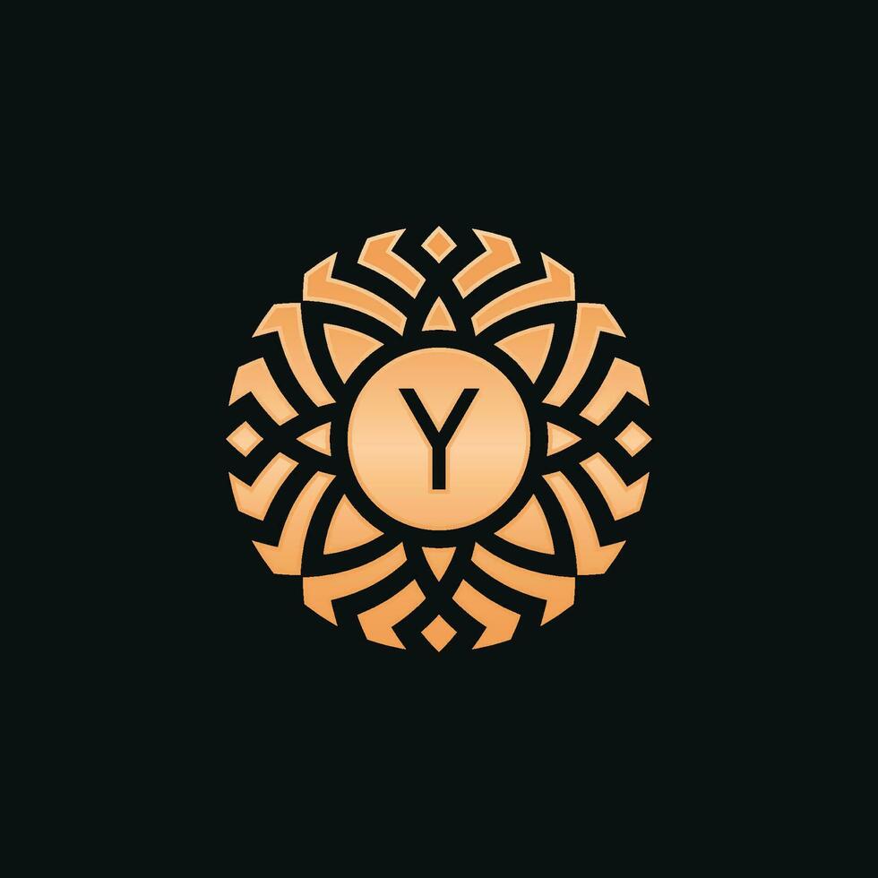 initiale lettre y abstrait floral médaillon emblème logo vecteur
