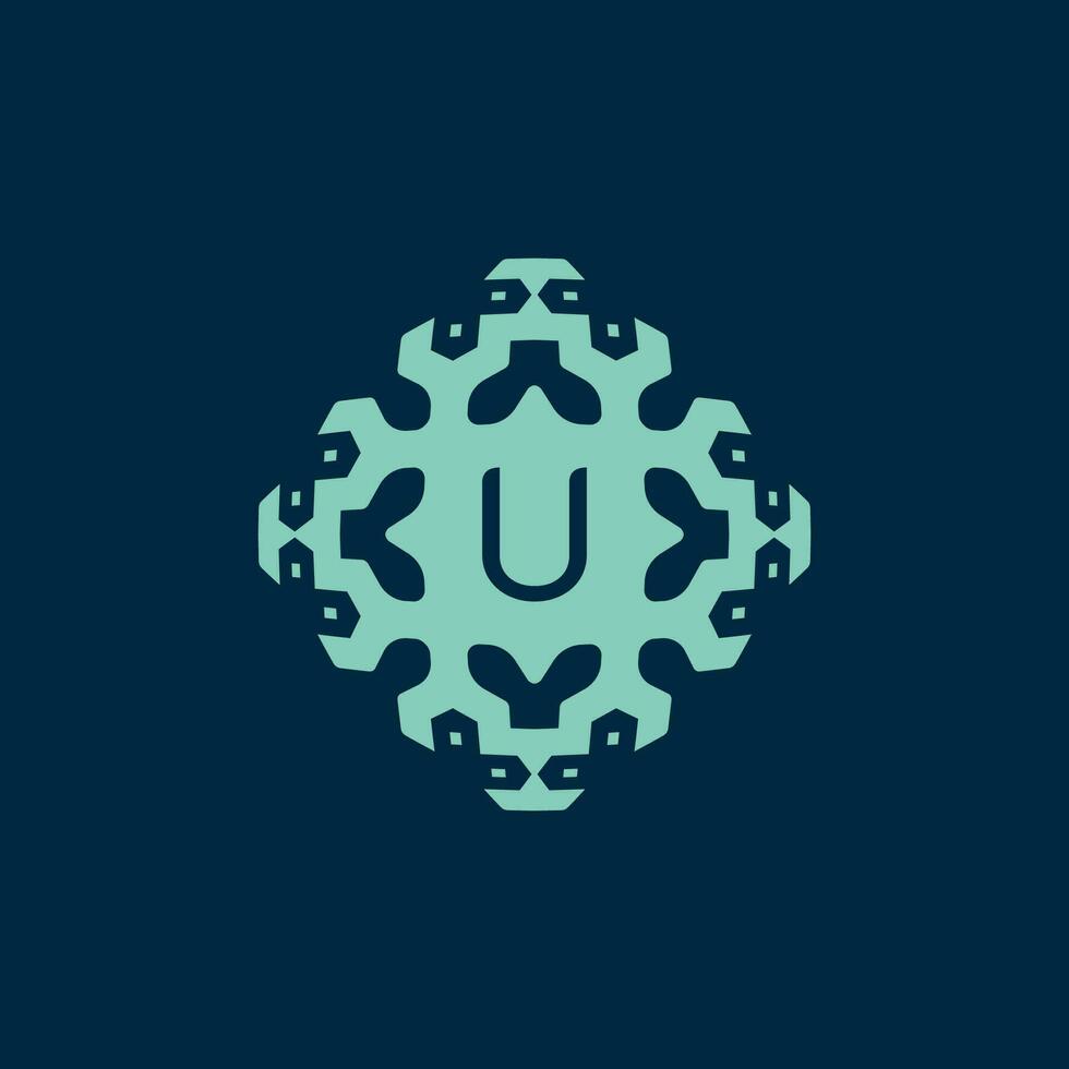 initiale lettre u logo. une dynamique emblème de science, santé, et innovation vecteur