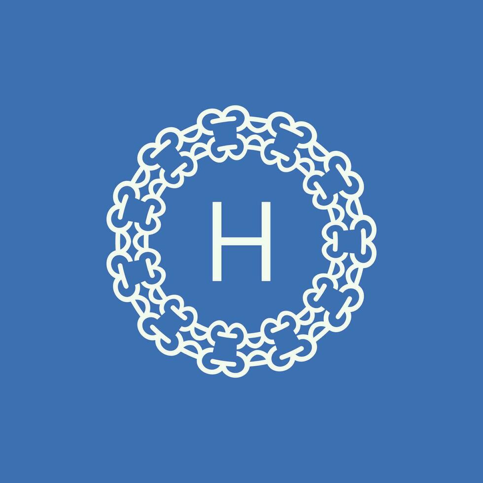 initiale lettre h ornemental emblème Cadre cercle modèle logo vecteur