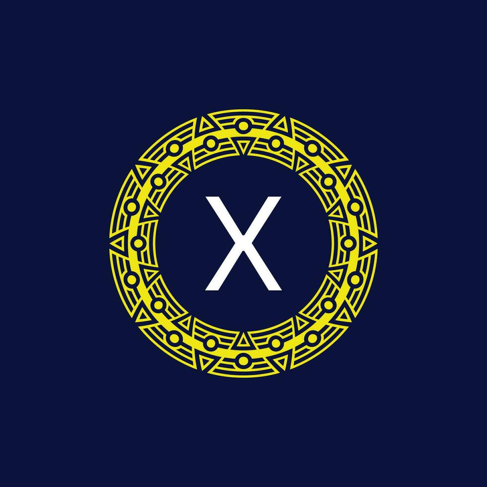 initiale lettre X futuriste cercle modèle Cadre emblème logo vecteur