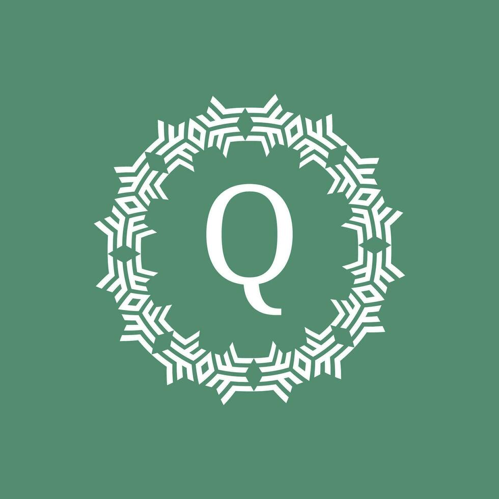 initiale lettre q ornemental futuriste cercle modèle Cadre emblème logo vecteur