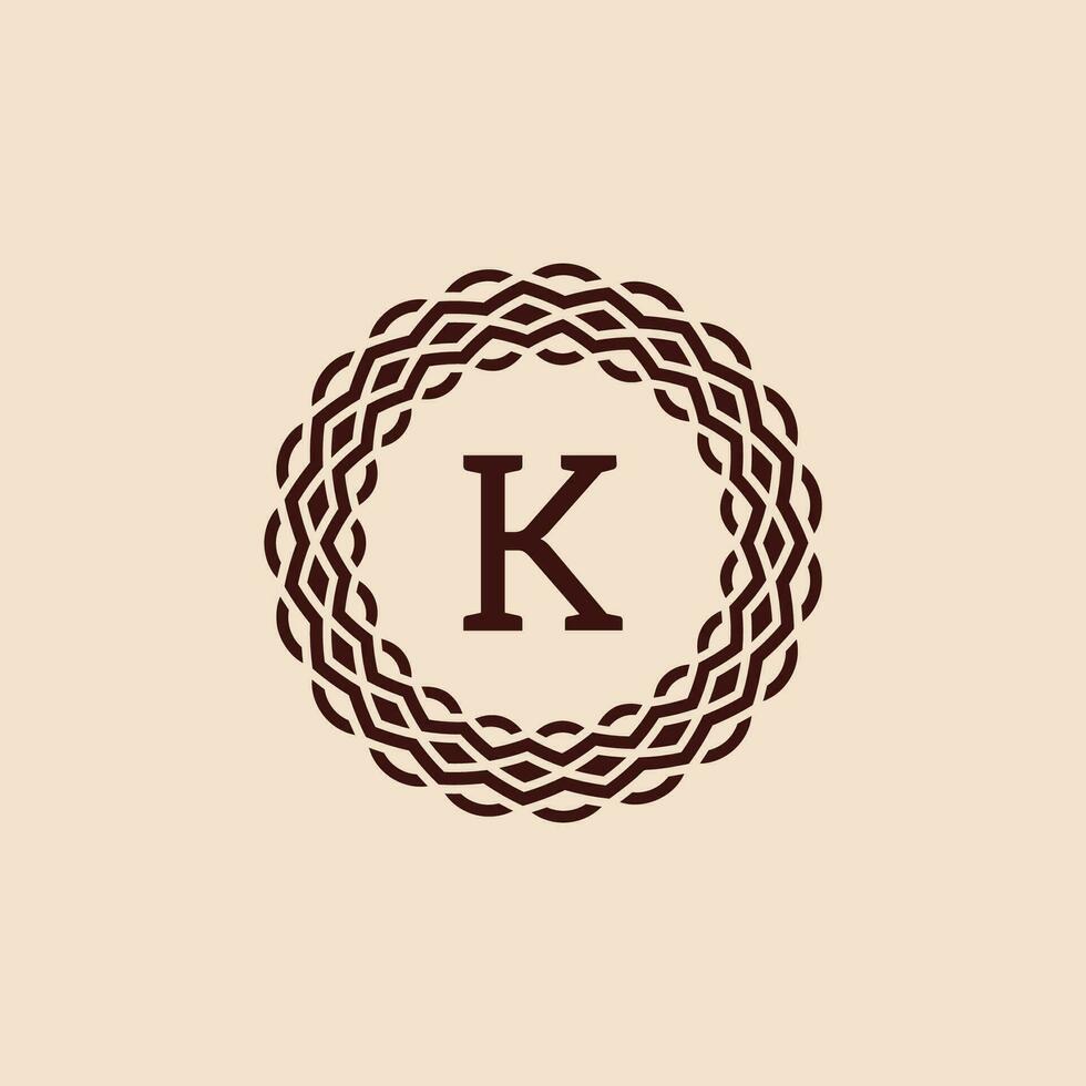 Facile et élégant initiale lettre k ornemental cercle Cadre logo vecteur