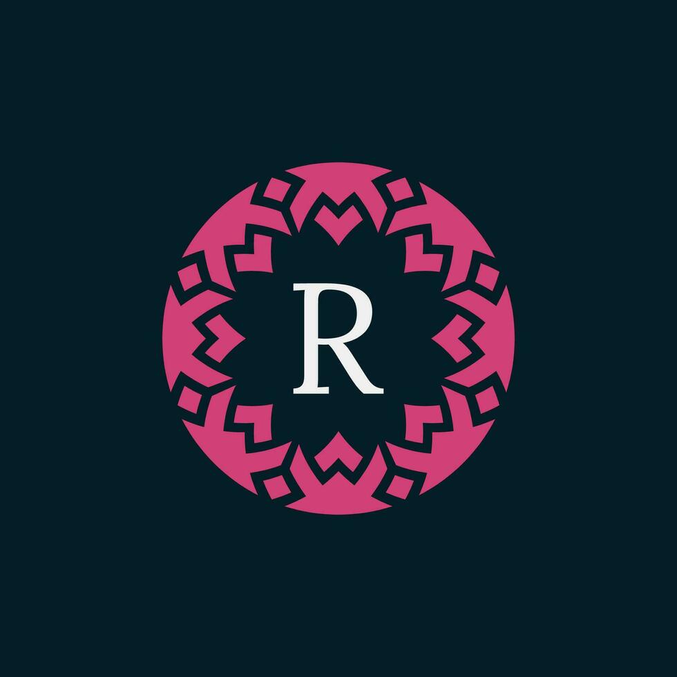 Facile et élégant initiale lettre r floral ornemental cercle Cadre logo vecteur