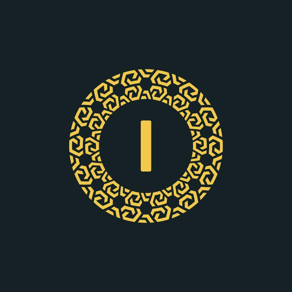 ornemental initiale lettre je cercle emblème Cadre logo vecteur