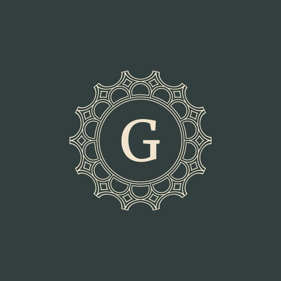 élégant lettre g ornemental floral cercle Cadre frontière logo vecteur