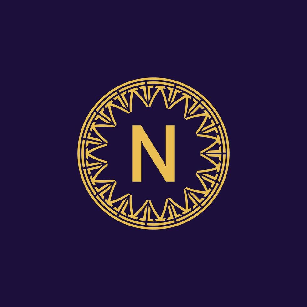 initiale lettre n ornemental emblème Cadre cercle modèle logo vecteur