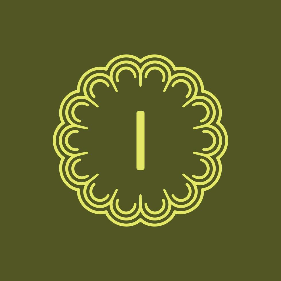 initiale lettre je floral alphabet cercle emblème badge logo vecteur