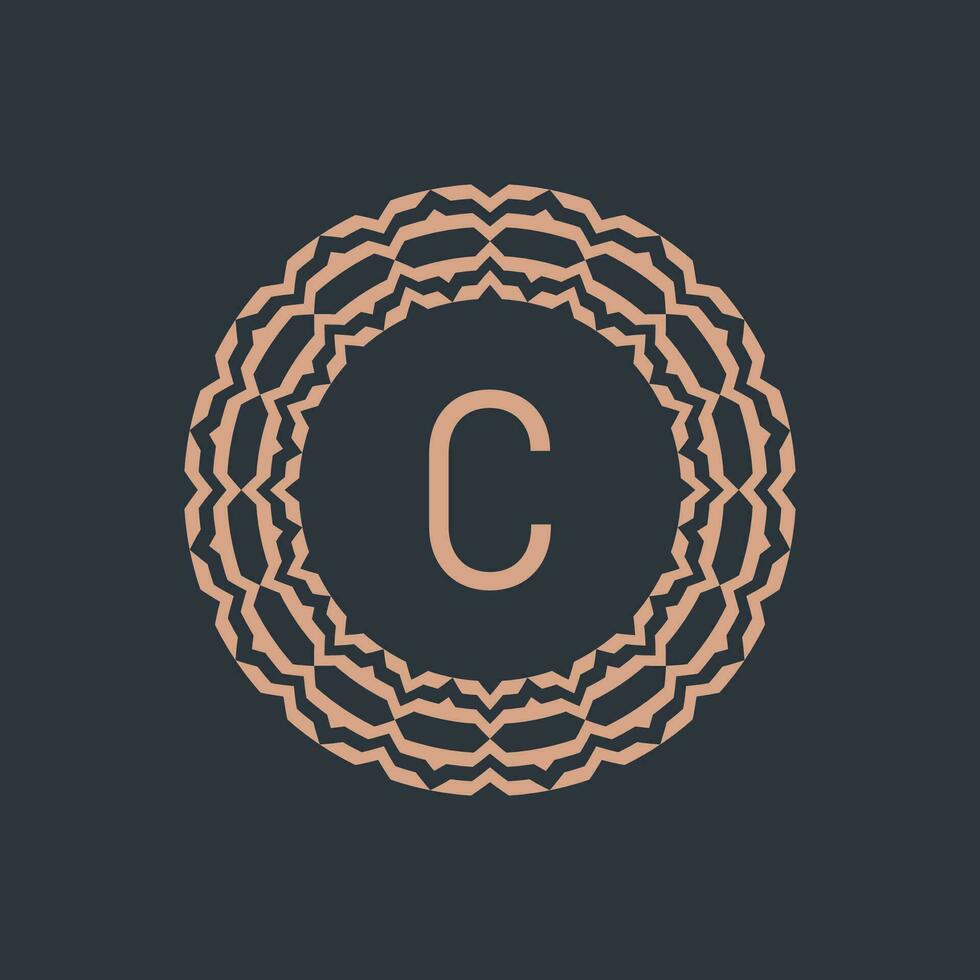 initiale lettre c ornemental emblème Cadre cercle modèle logo vecteur