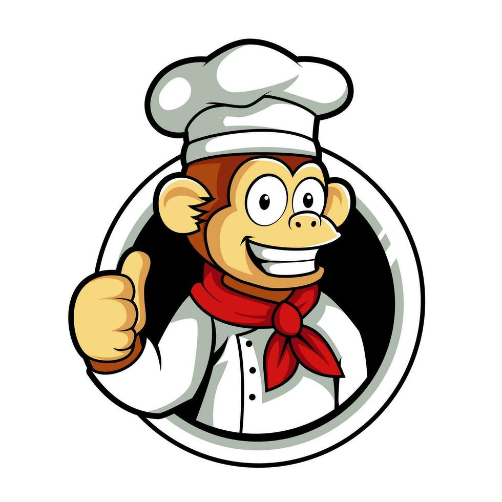 dessin animé chef singe mascotte logo vecteur