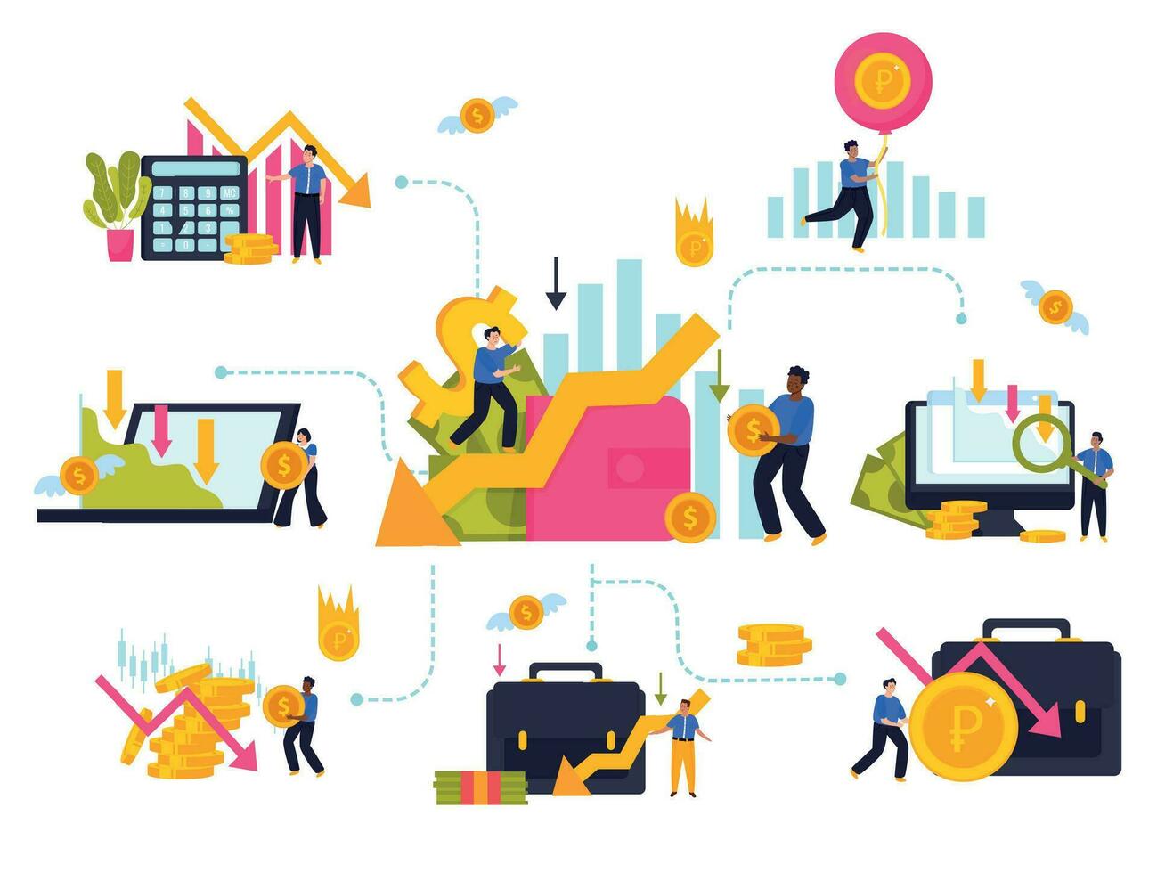 économie crise composition vecteur