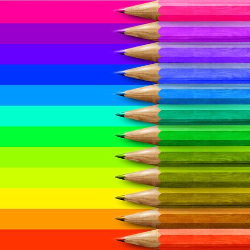 Crayons colorés en bois réalistes, vector