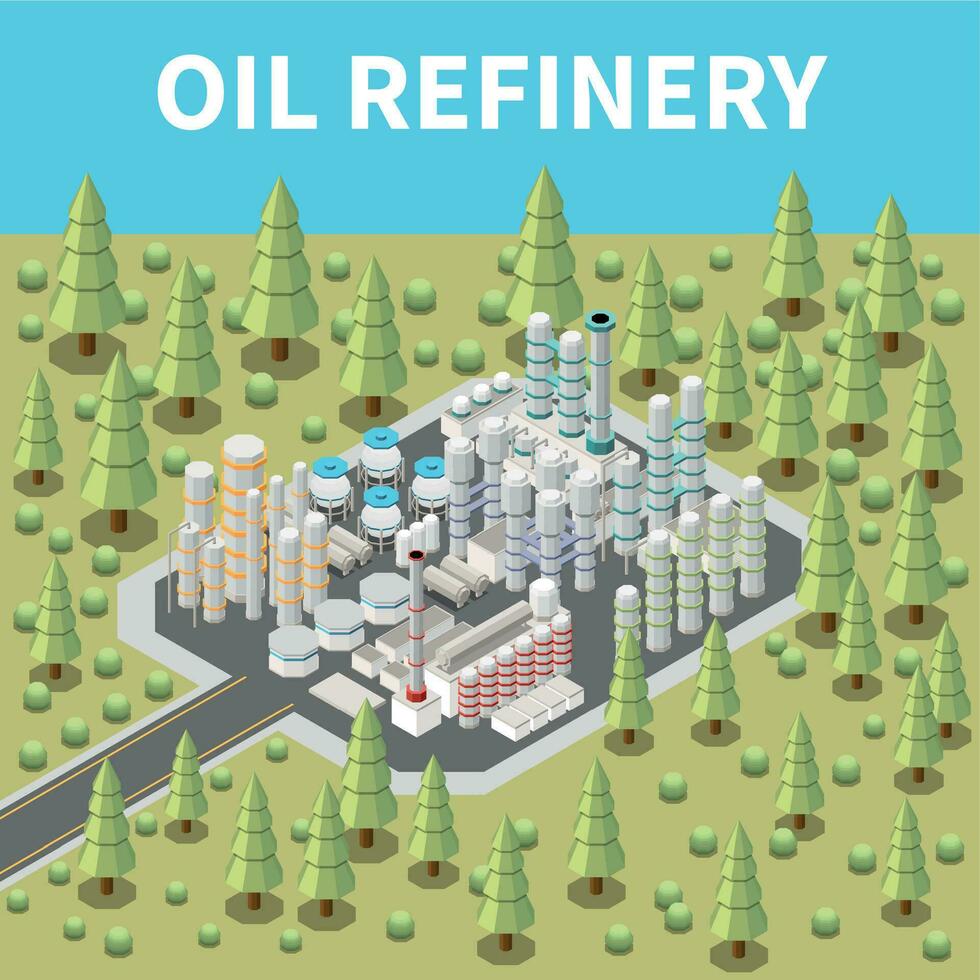 isométrique pétrole plante vecteur