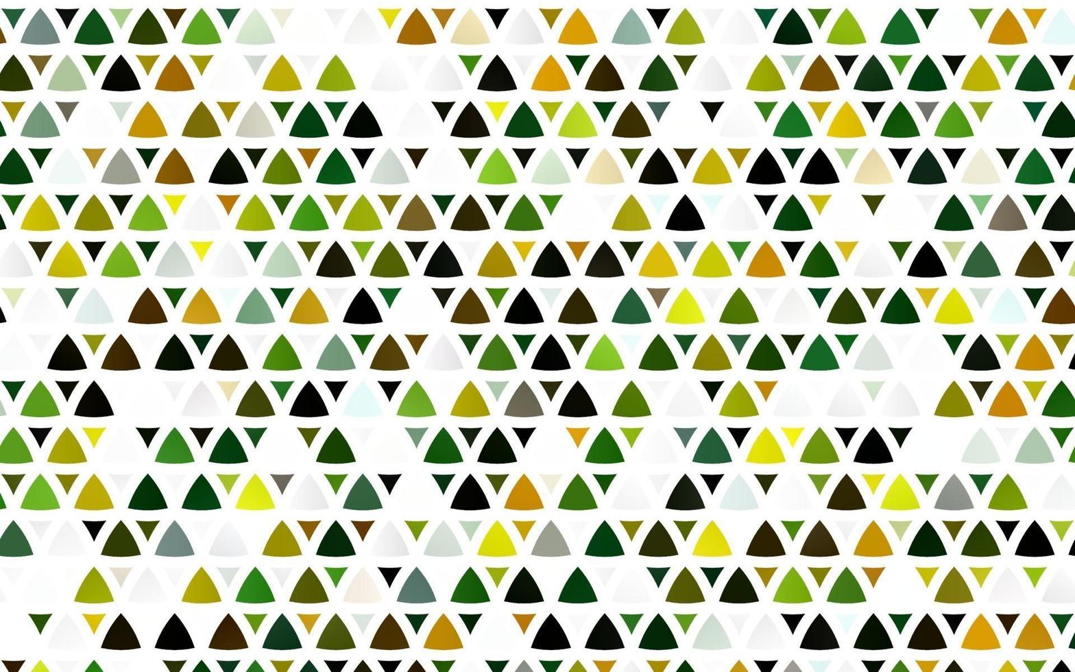 modèle sans couture de vecteur vert clair, jaune avec des cristaux, des triangles.