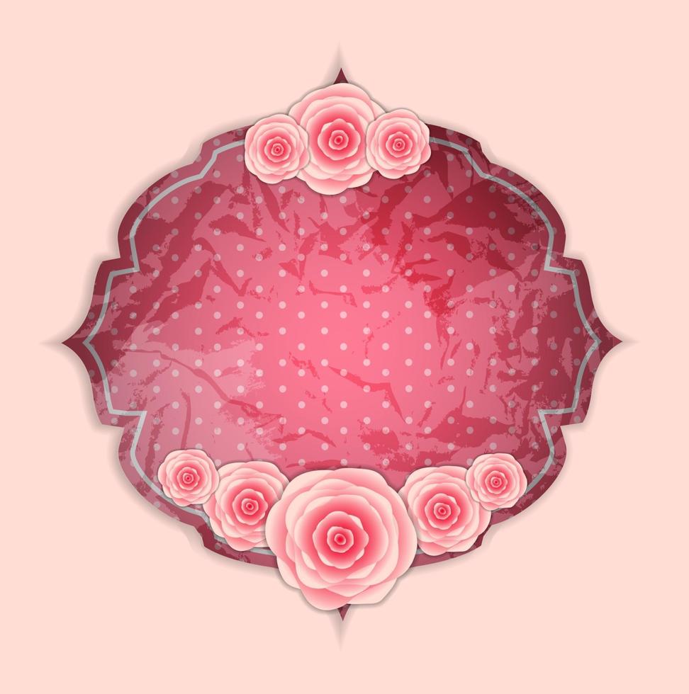 cadre mignon avec illustration vectorielle de fleurs roses vecteur
