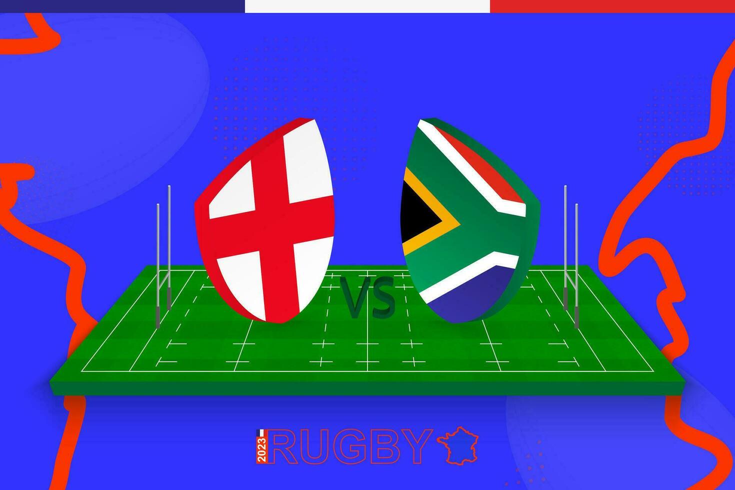 le rugby équipe Angleterre contre Sud Afrique sur le rugby champ. le rugby stade sur abstrait Contexte pour demi-finale de international championnat. vecteur