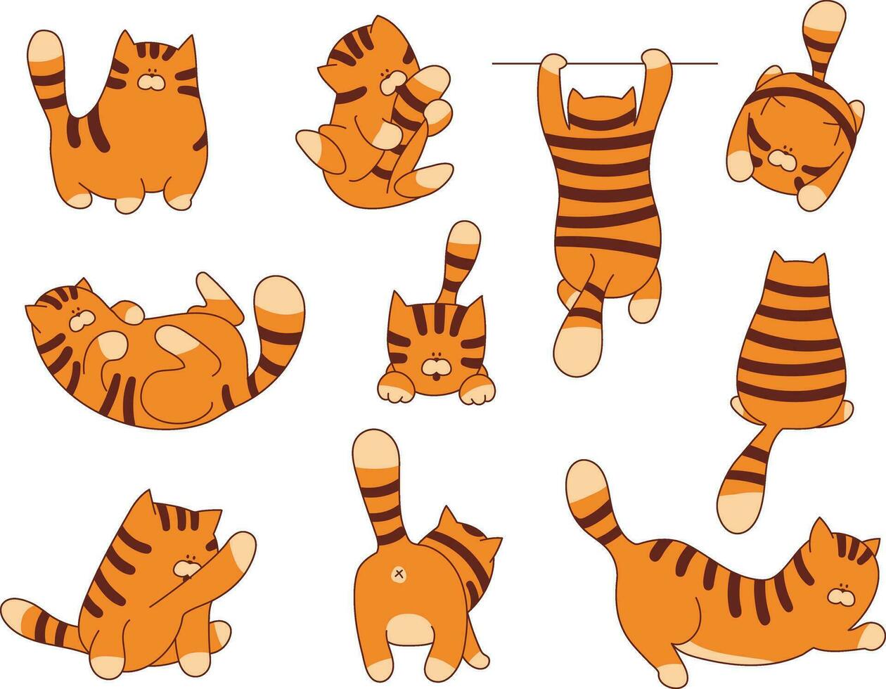 ensemble de marrant dessin animé tigre personnage vecteur illustration. animal collection pour impression bébé conception ou la toile graphique.