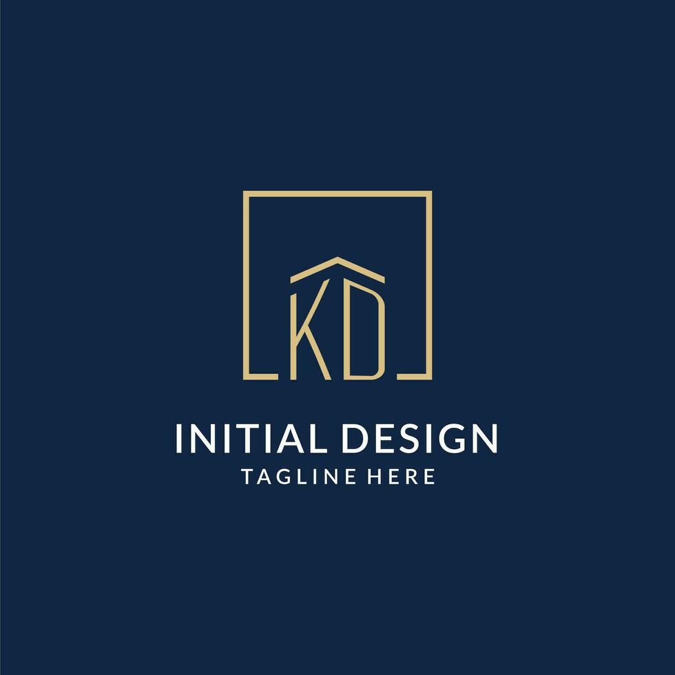 initiale kd carré lignes logo, moderne et luxe réel biens logo conception vecteur