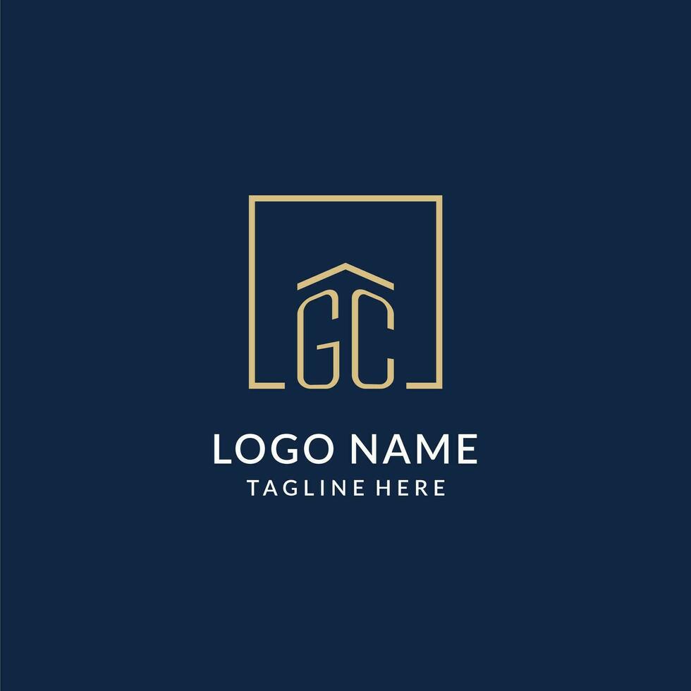 initiale gc carré lignes logo, moderne et luxe réel biens logo conception vecteur