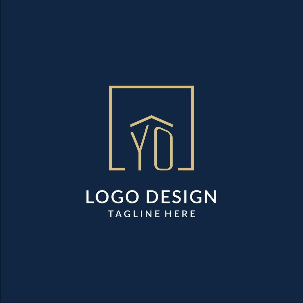 initiale yo carré lignes logo, moderne et luxe réel biens logo conception vecteur