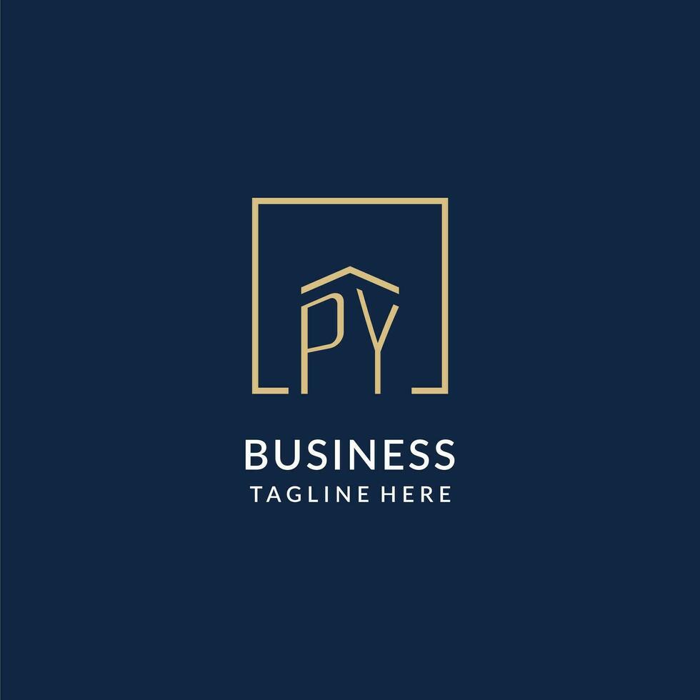 initiale py carré lignes logo, moderne et luxe réel biens logo conception vecteur