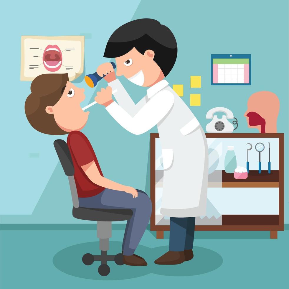 dentiste effectuant une illustration d'examen vecteur