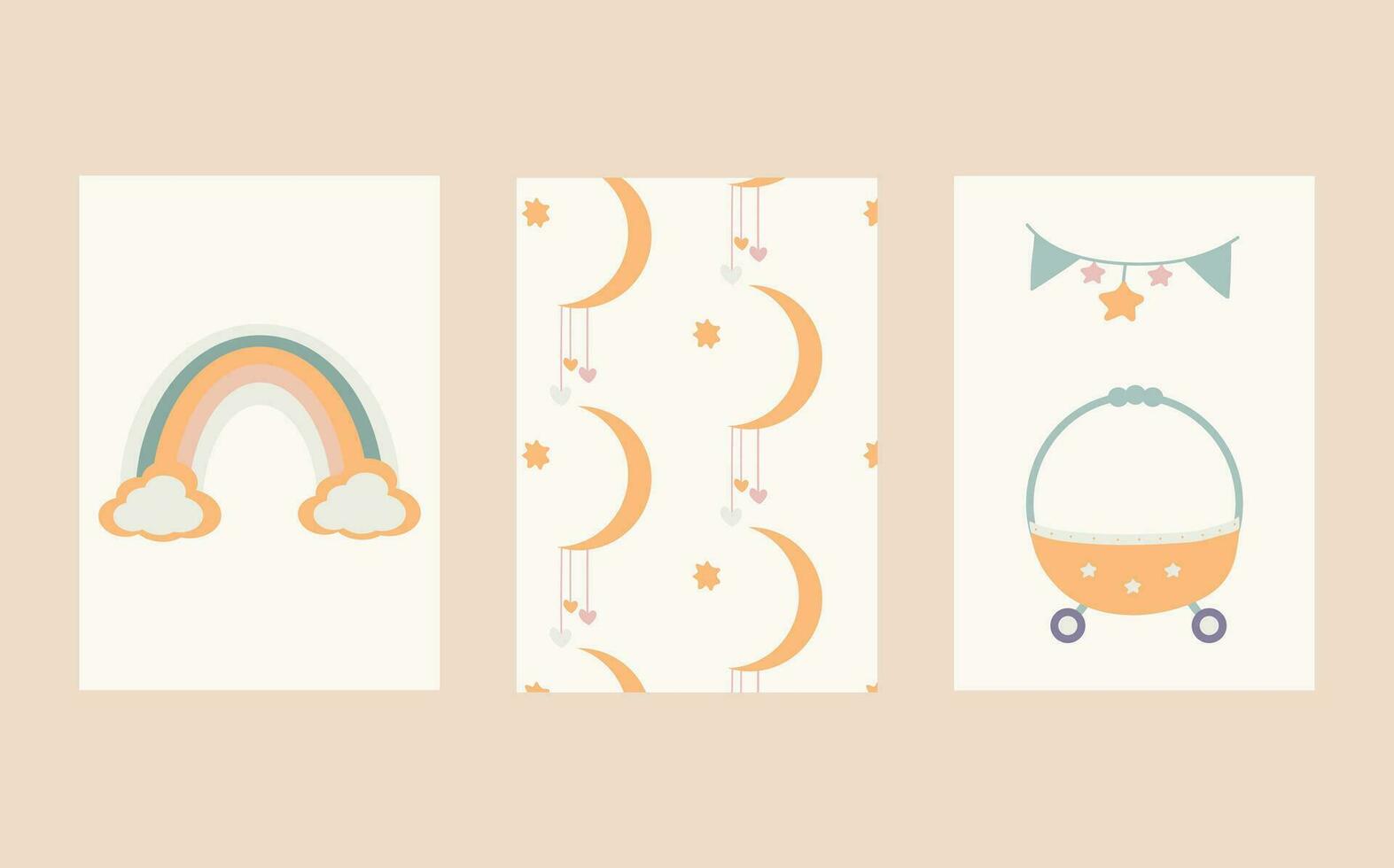 une collection de charmant scandinave style boho bébé cartes avec adorable griffonnage les enfants clipart.mignon dessin animé bohémien garderie affiches.pour douche faire-part, affiches, et plus. vecteur