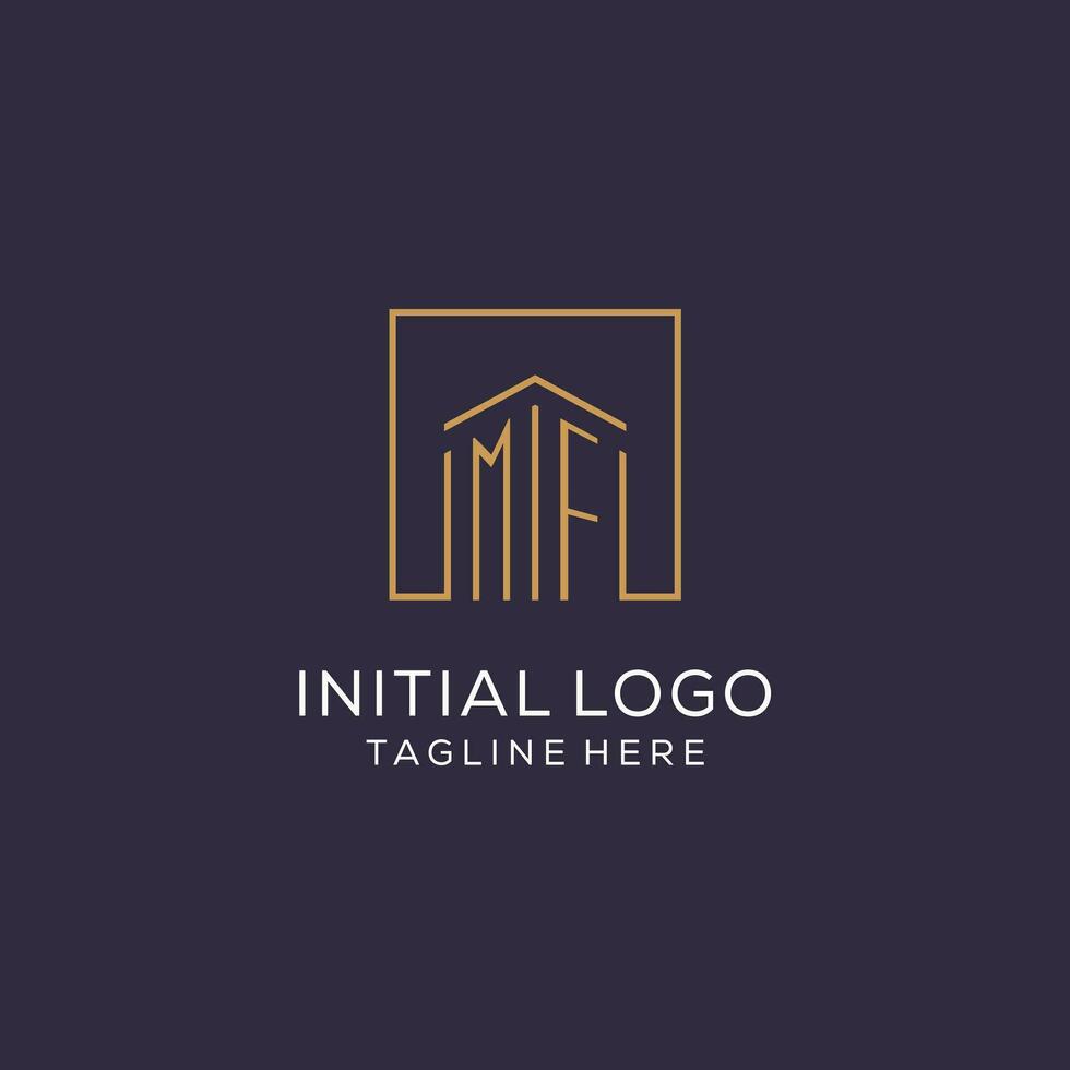 initiale mf logo avec carré lignes, luxe et élégant réel biens logo conception vecteur