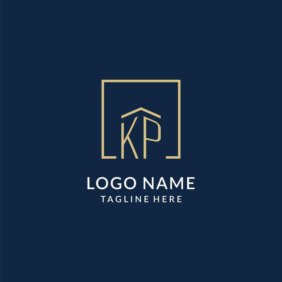 initiale kp carré lignes logo, moderne et luxe réel biens logo conception vecteur