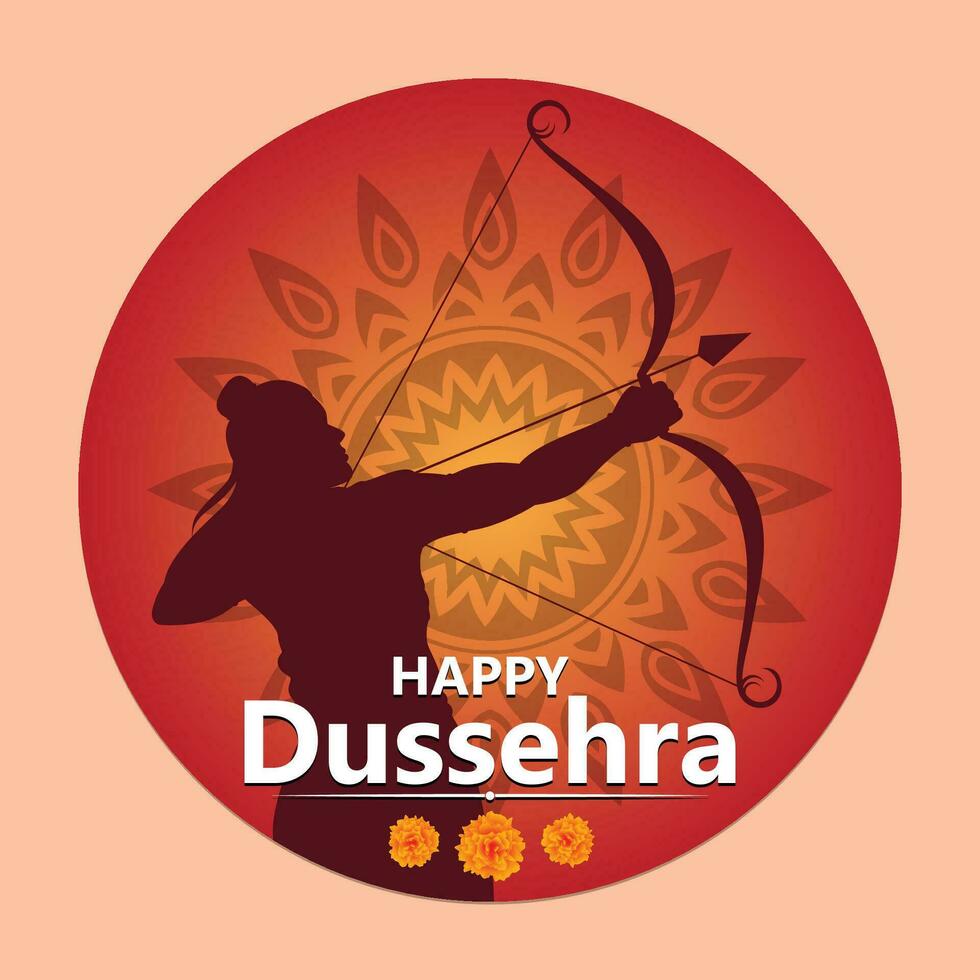 dussehra salutation carte avec Seigneur RAM vecteur illustration